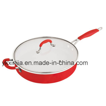 Kitchenware Red Color Aluminum Ceramic Coating Fry Pan, Steak Pan, Cookware Set